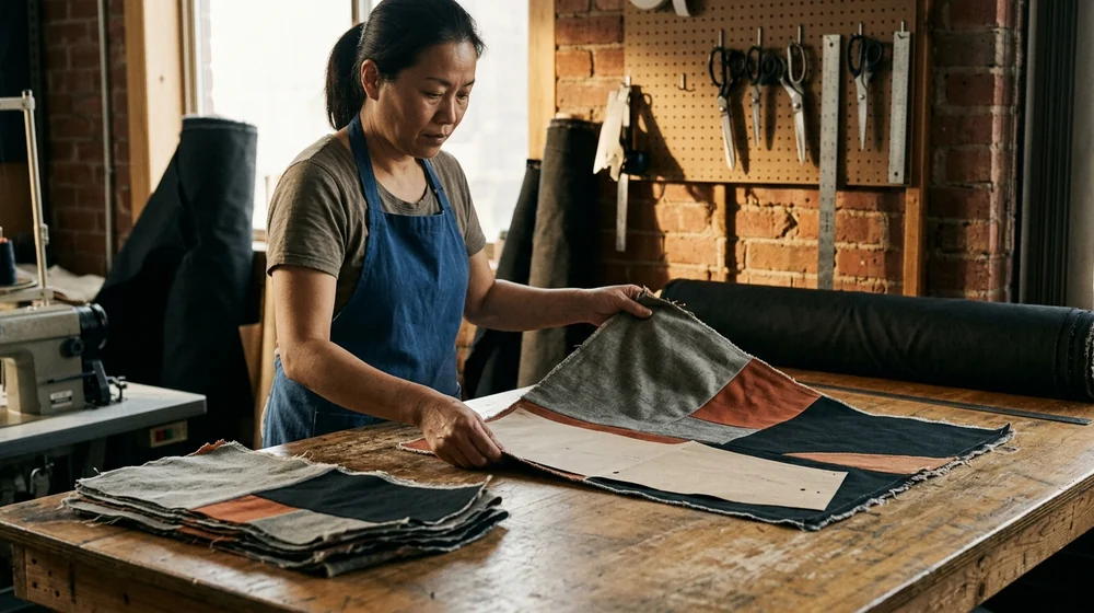 Cutting tables with printed panels matched to pattern pieces