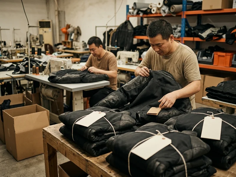 Jackets packed by SKU and size with labels and hangtags on