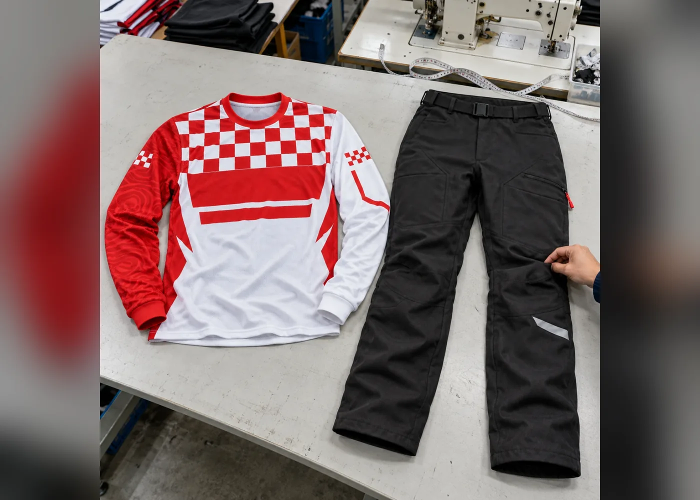 Custom motocross jersey and pants set, sublimated in one team colorway