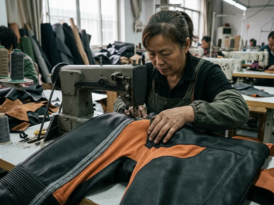 Stretch panel at the crotch and inner thigh of a race suit