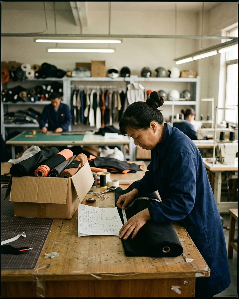A measurement sheet sent in for a made-to-measure order