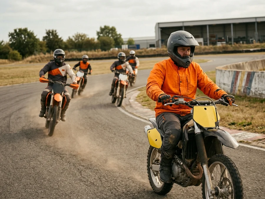 Assistant riding sweep behind a group