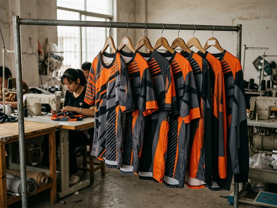 Size-run set on the rail, one garment per size