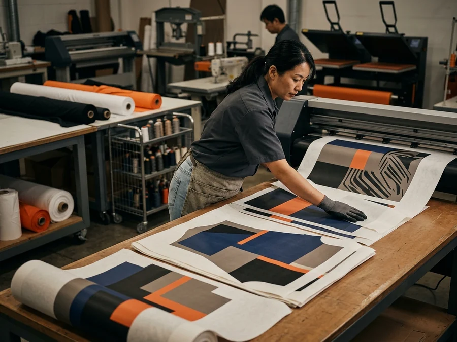 Transfer paper printed panel by panel in the cutting order